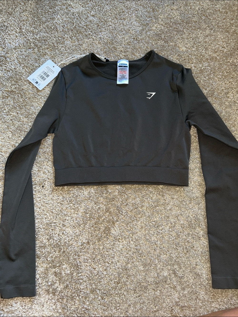 Gymshark Grey Long Sleeve Cropped Training Top